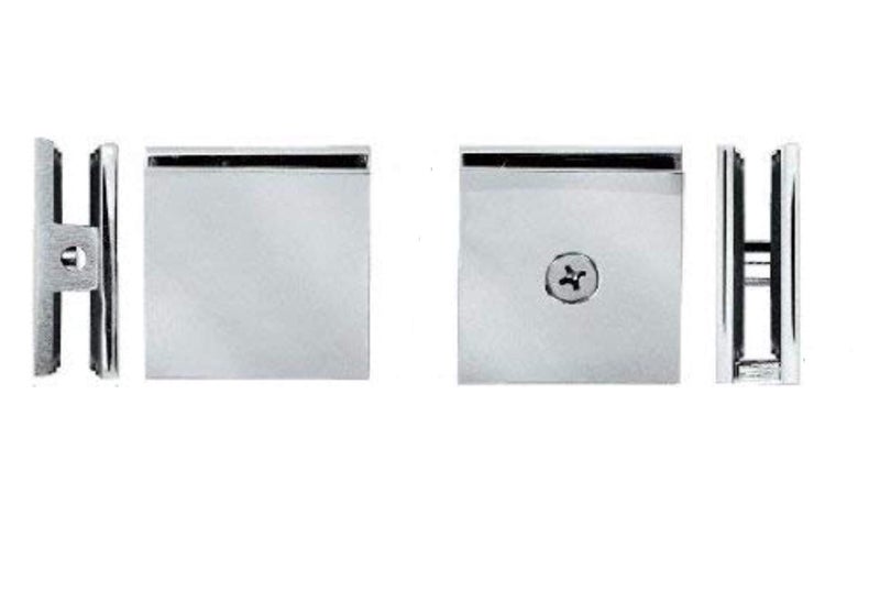 C.R. LAURENCE SCU4BN CRL Brushed Nickel Square Style Hole-in-Glass Fixed Panel U-Clamp